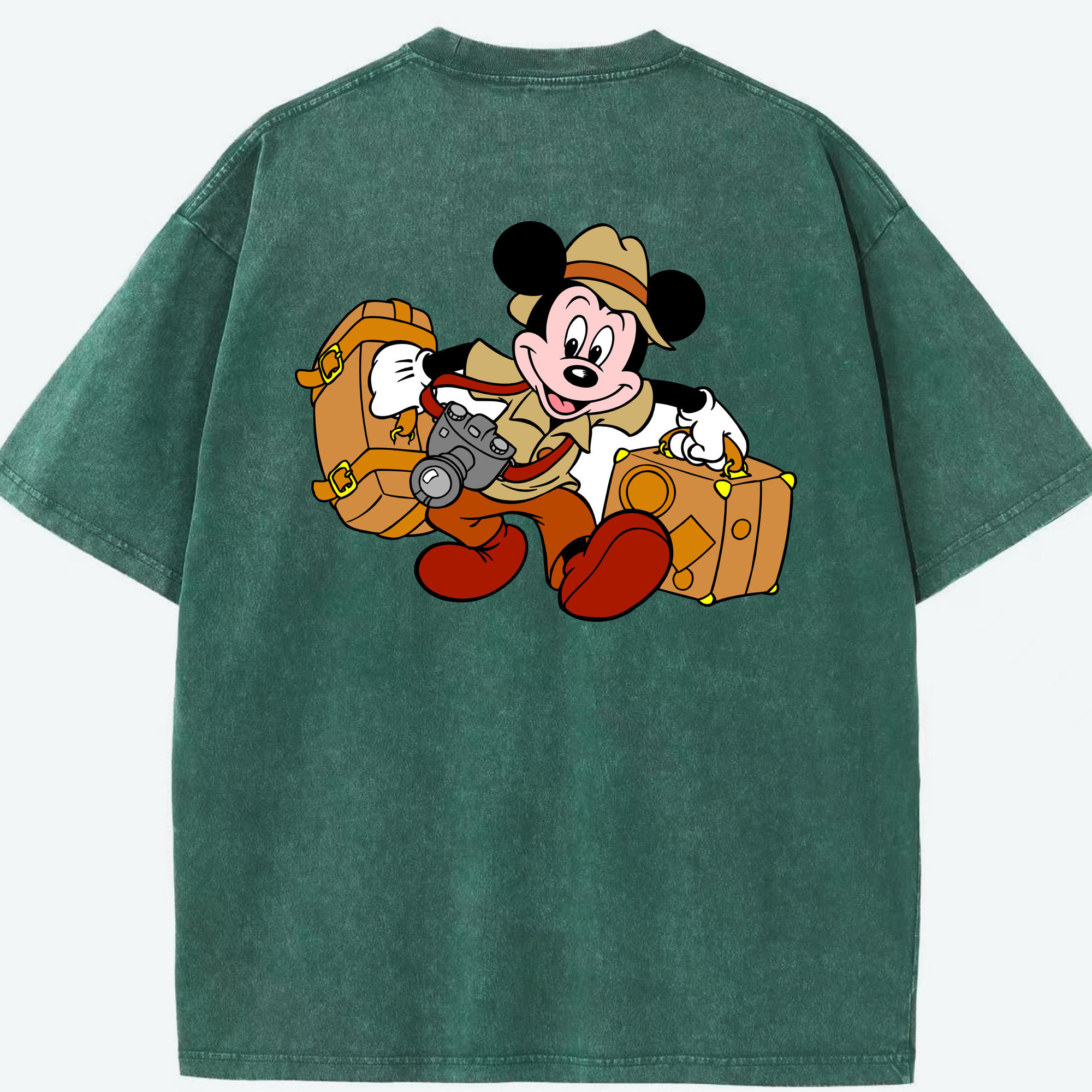 （画像用） ミッキーマウス Mickey Mouse 綿100% ヴィンテージ風 半袖Tシャツ（背面プリント）